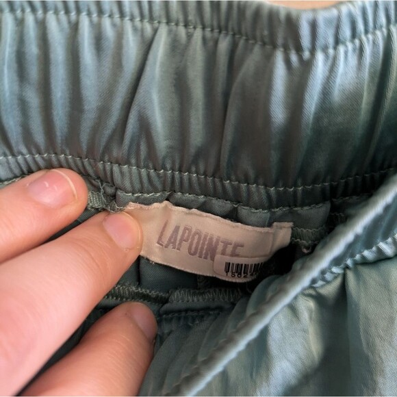 LaPointe Satin Cargo Green Joggers Size 8 - Picture 2 of 6